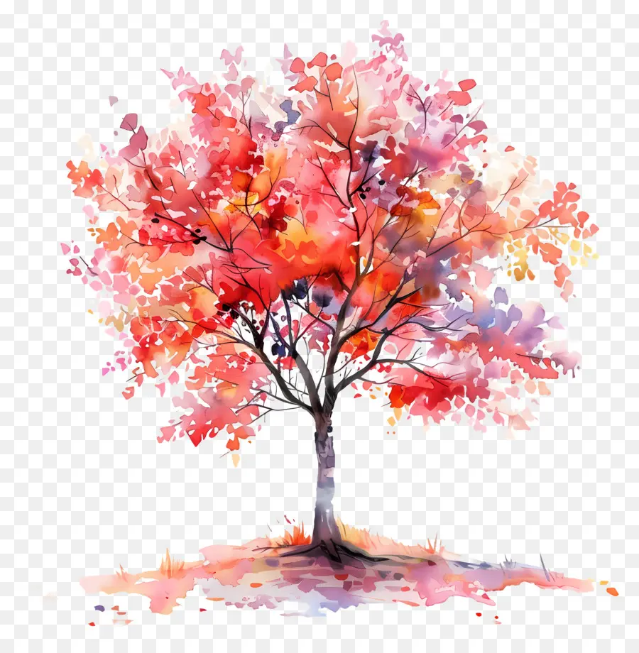 árbol De Acuarela，árbol Colorido PNG