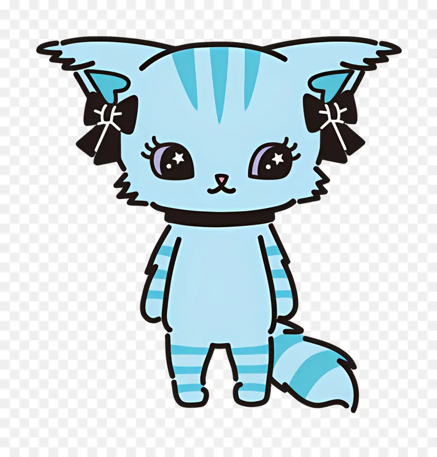 Beatcats，Gato Rayado Azul PNG