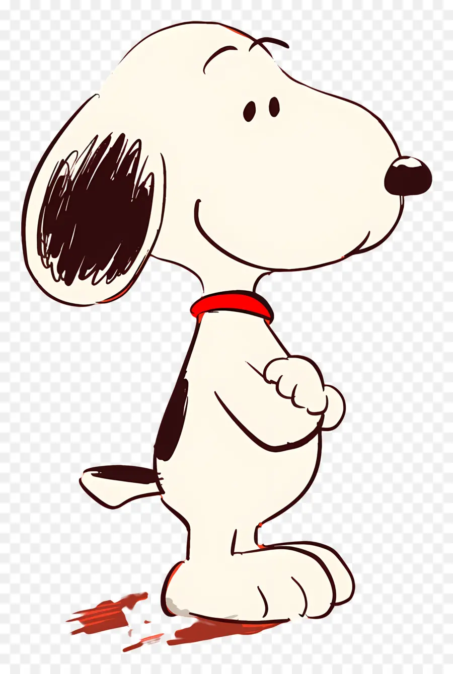 Snoopy，Perro De Dibujos Animados Con Collar Rojo PNG