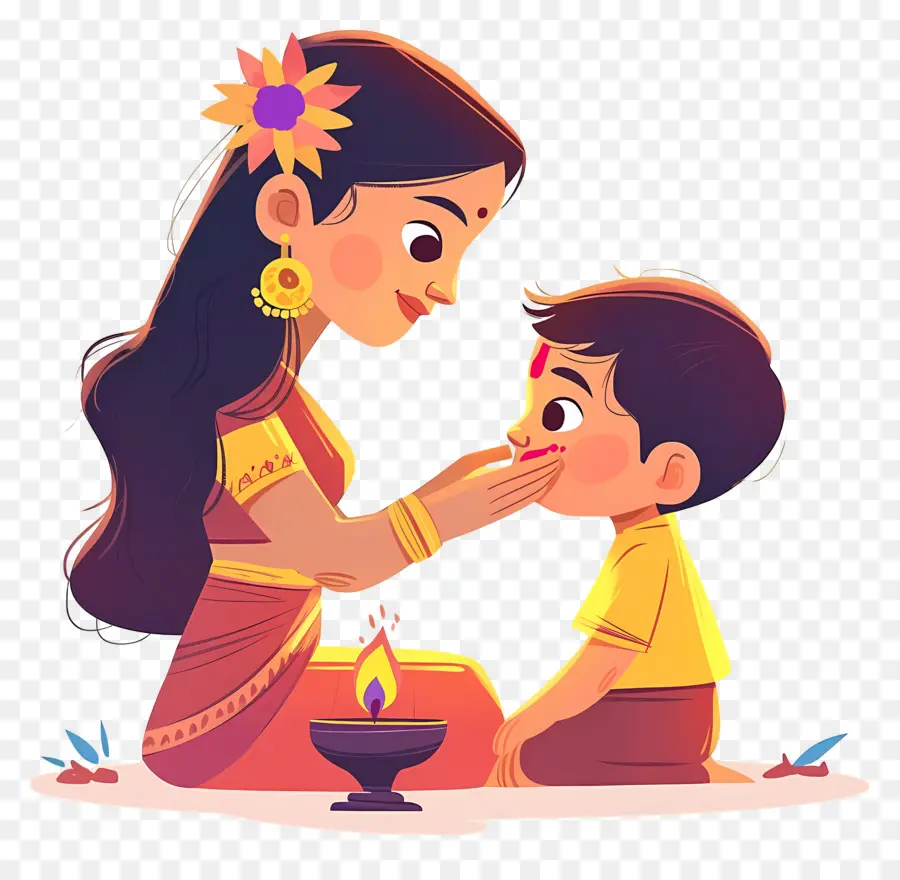 Bhai Dooj，Mujer Y Niño PNG