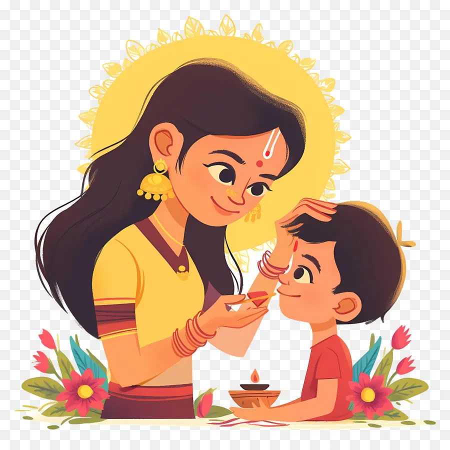 Bhai Dooj，Mujer Y Niño PNG