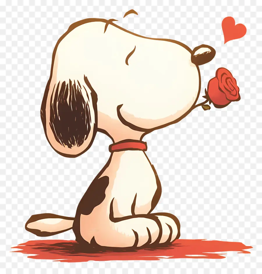 Snoopy，Perro De Dibujos Animados Con Rosa PNG