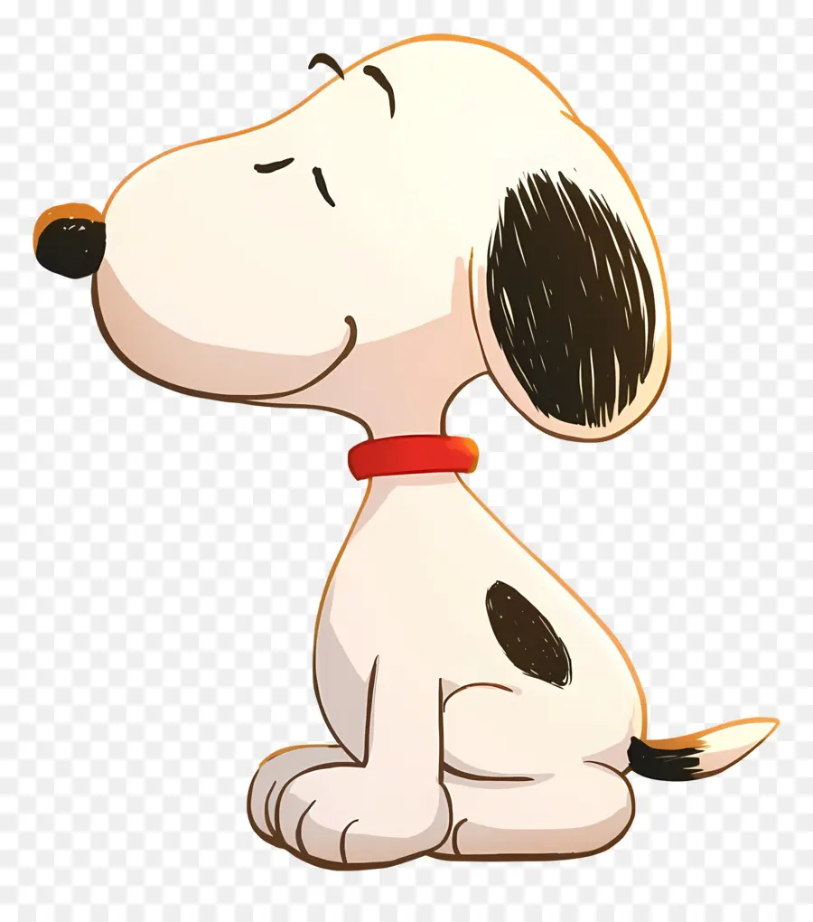 Snoopy，Perro De Dibujos Animados Con Collar Rojo PNG