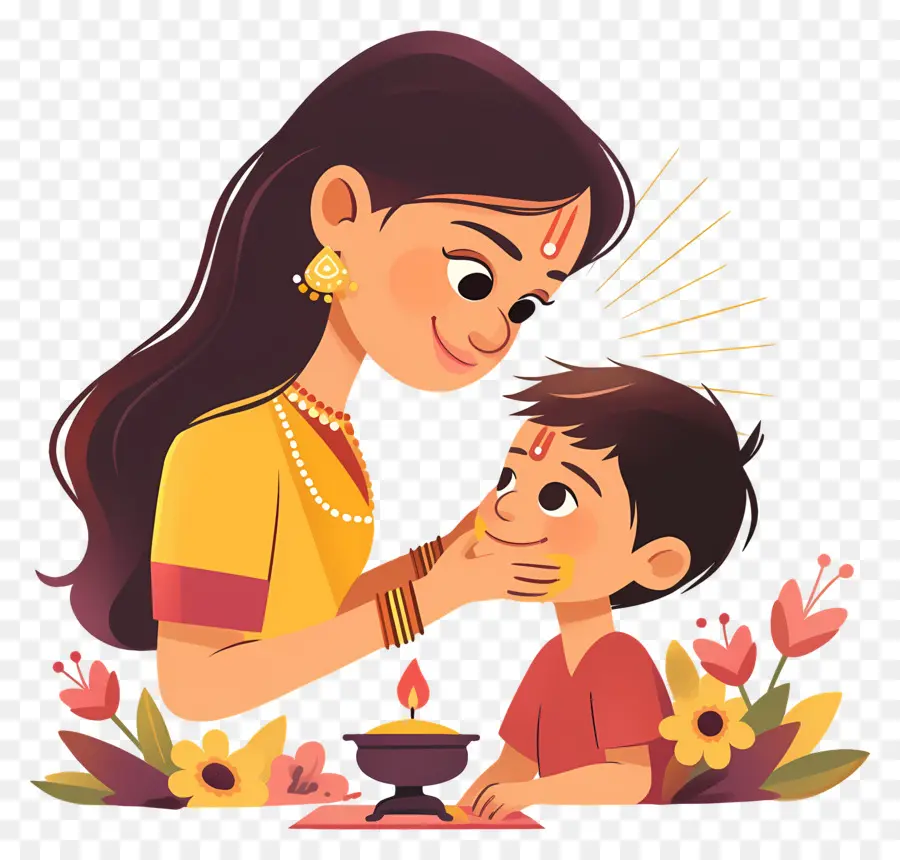 Bhai Dooj，Mujer Y Niño PNG