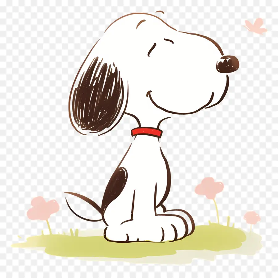 Snoopy，Perro De Dibujos Animados Con Flor PNG