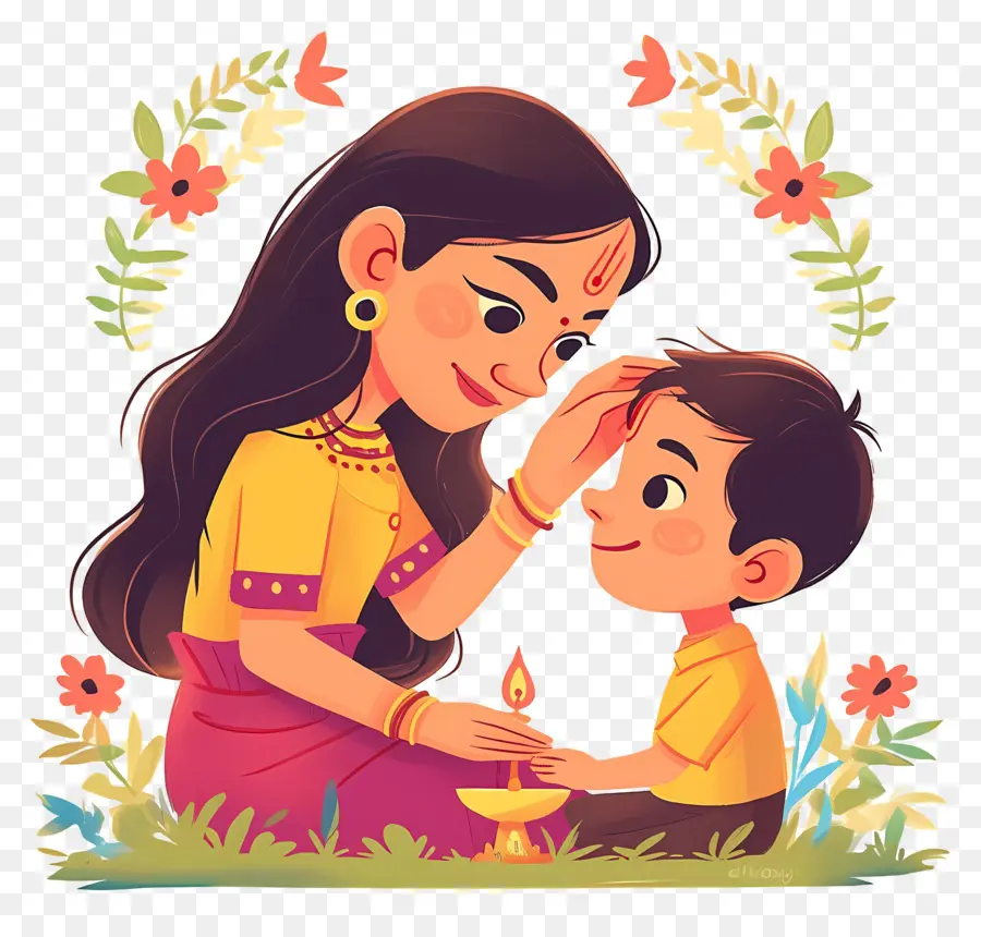 Bhai Dooj，Madre E Hijo PNG