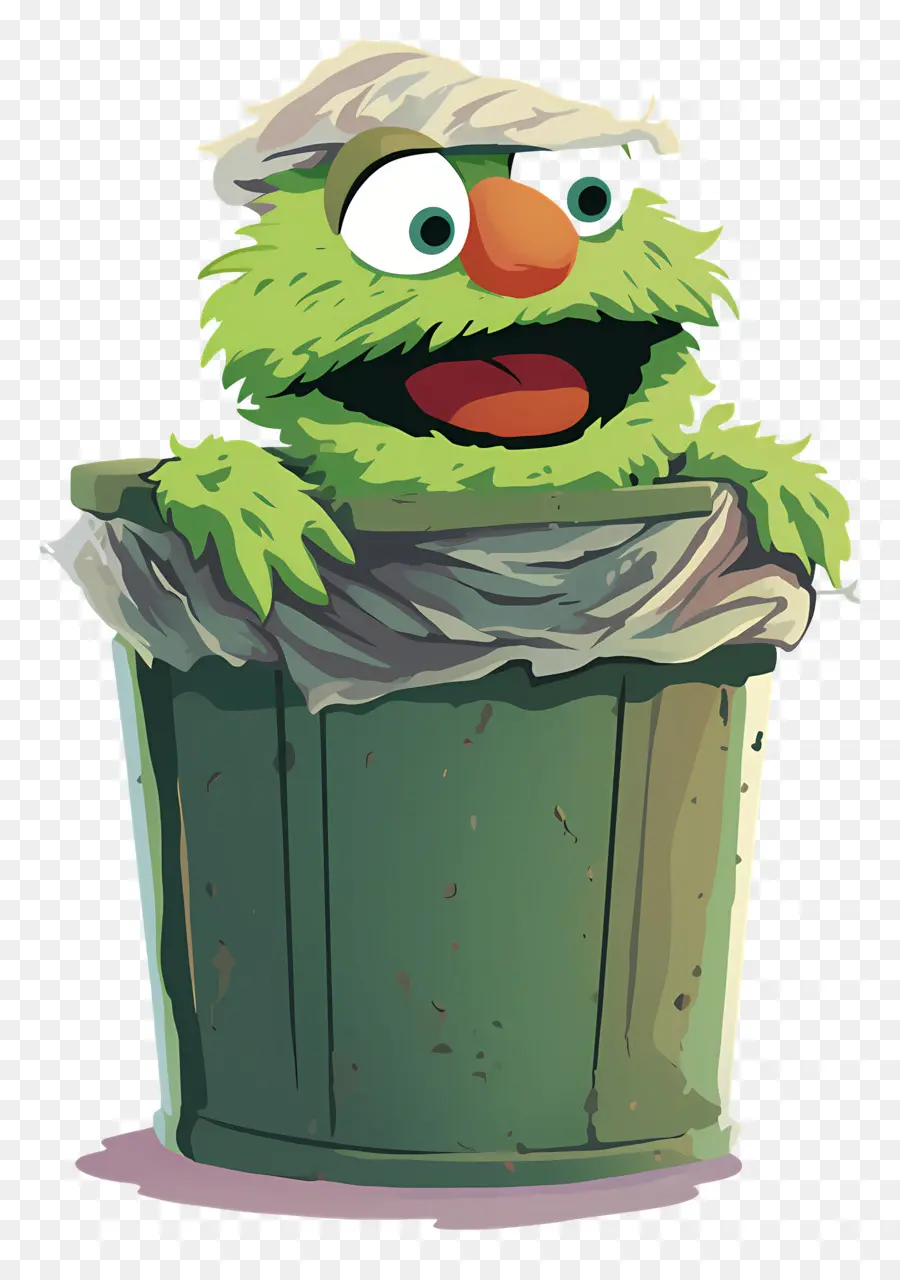 Óscar El Cascarrabias，Personaje Peludo Verde PNG