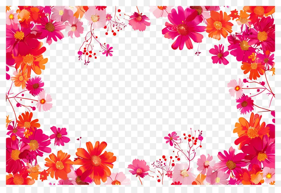 Marco Floral，Marco Floral Colorido PNG