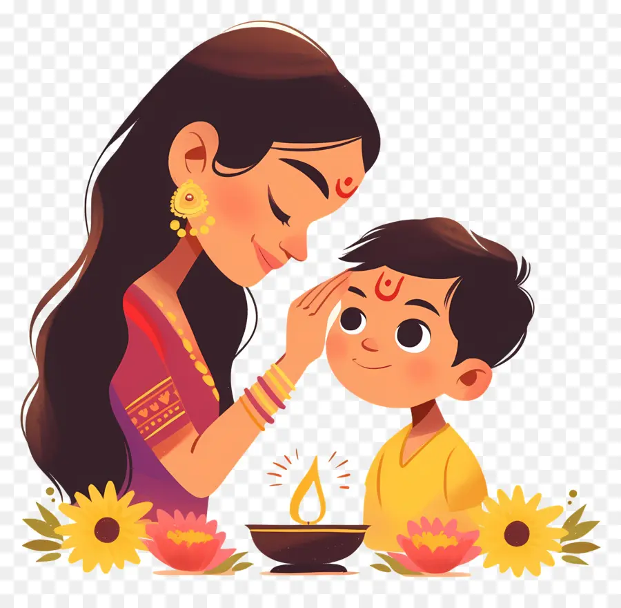 Bhai Dooj，Mujer Y Niño PNG