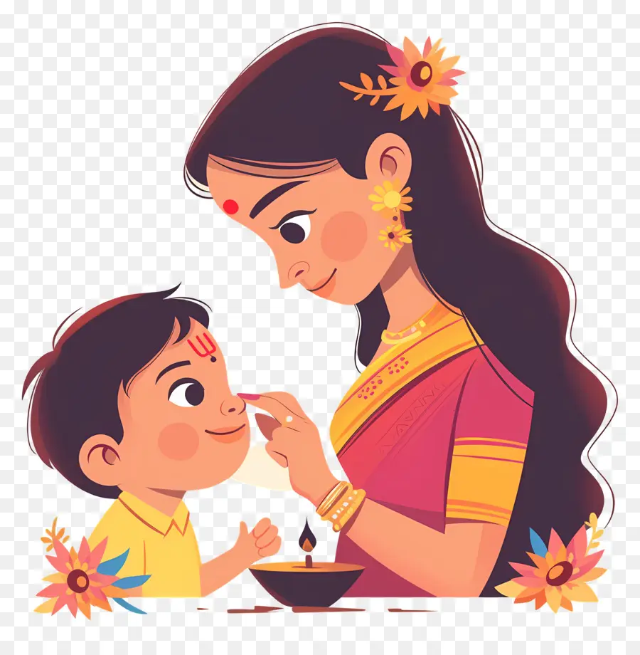 Bhai Dooj，Mujer Y Niño PNG