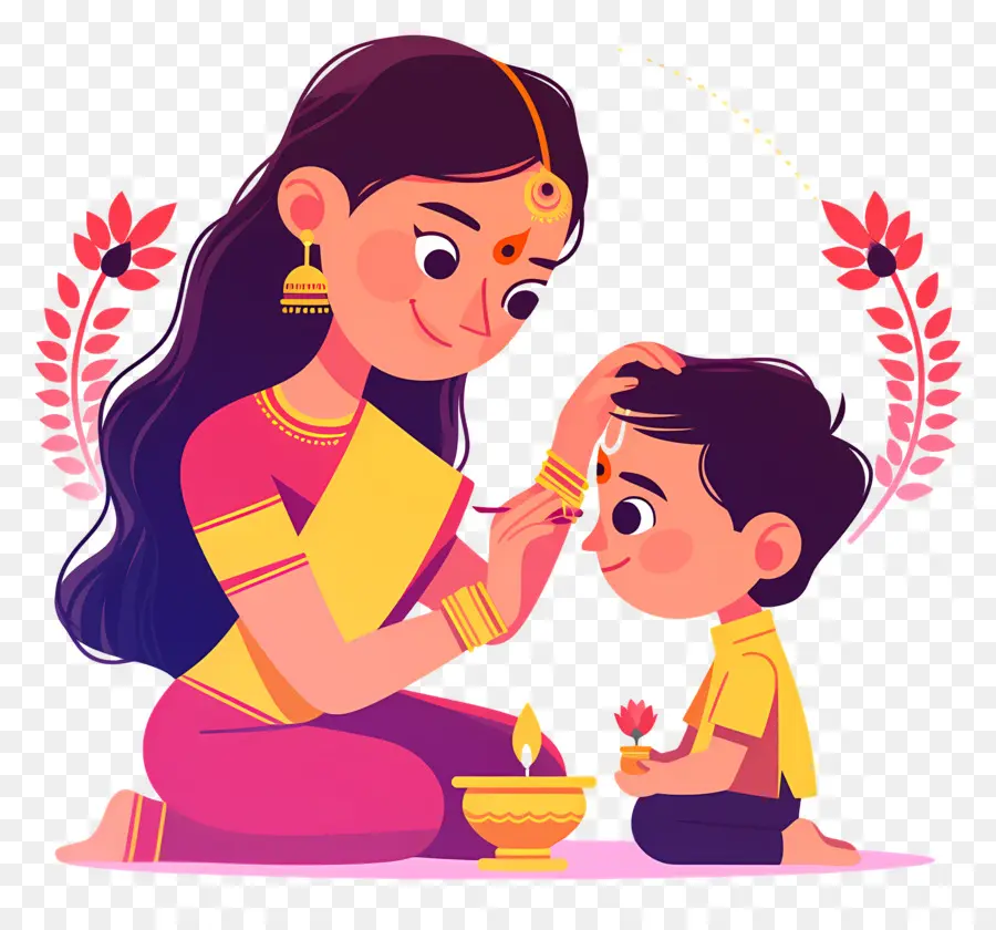 Bhai Dooj，Mujer Y Niño PNG