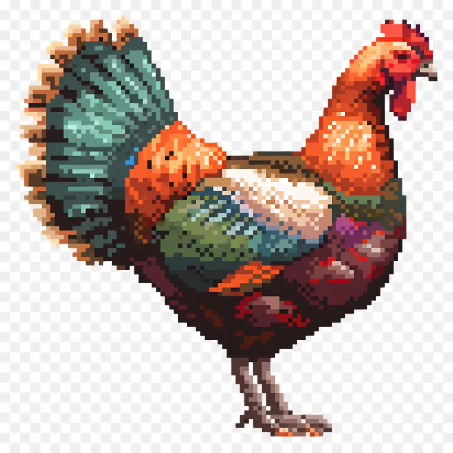 Pavo De Acción De Gracias De Píxeles，Gallo Colorido PNG