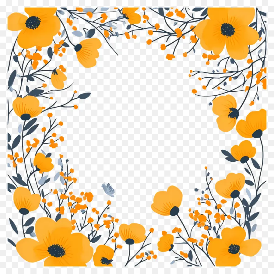 Marco Floral，Marco Floral Amarillo PNG