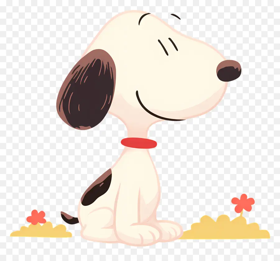 Snoopy，Perro De Dibujos Animados Con Flor PNG