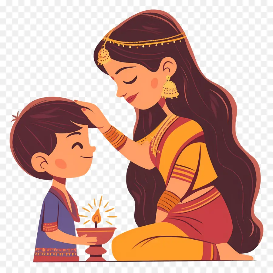 Bhai Dooj，Mujer Y Niño PNG