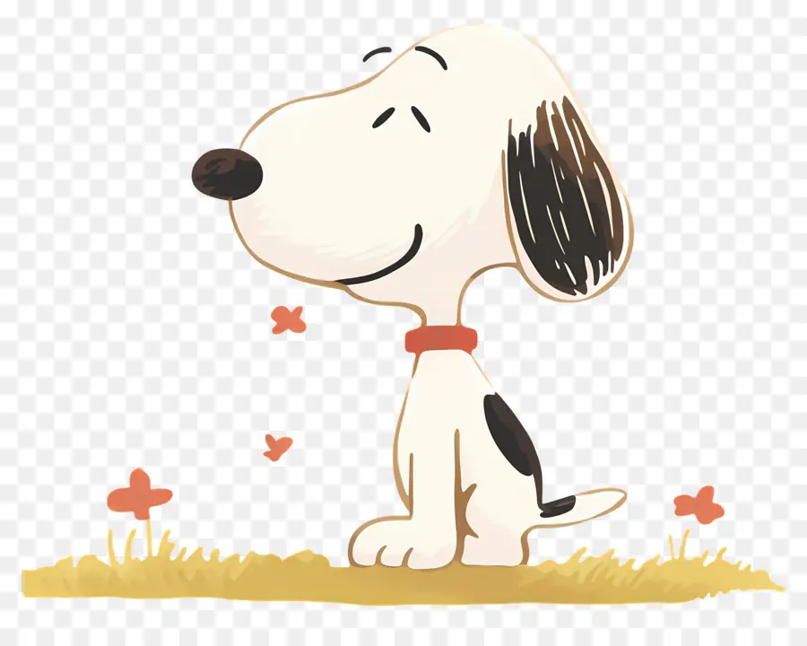 Snoopy，Perro De Dibujos Animados Con Flor PNG