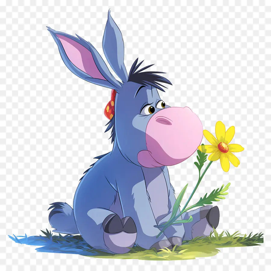 Eeyore，Burro Con Flor PNG