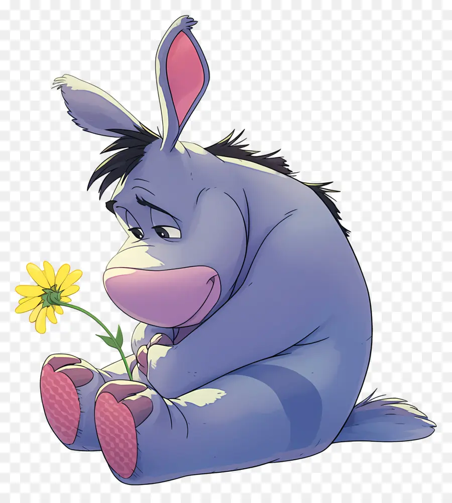 Eeyore，Burro Con Flor PNG