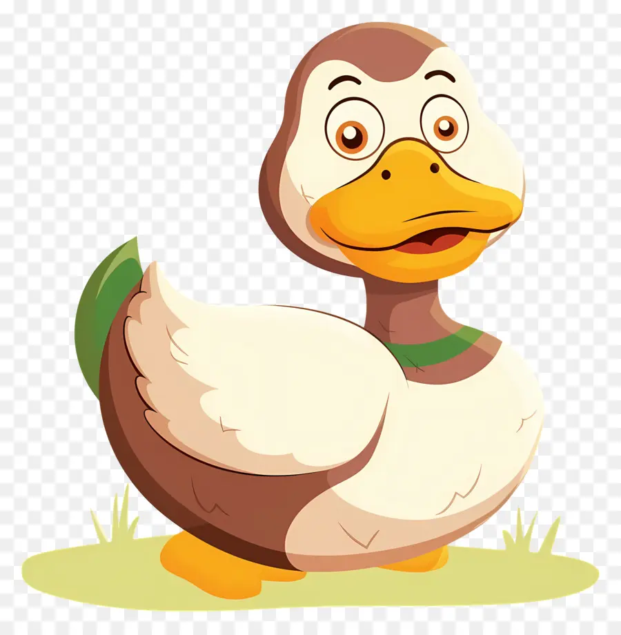 Dibujos Animados De Pato，Pato Sobre La Hierba PNG