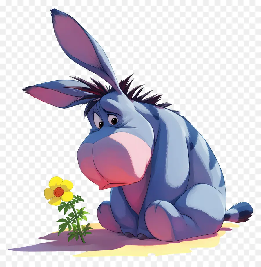 Eeyore，Burro Con Flor PNG