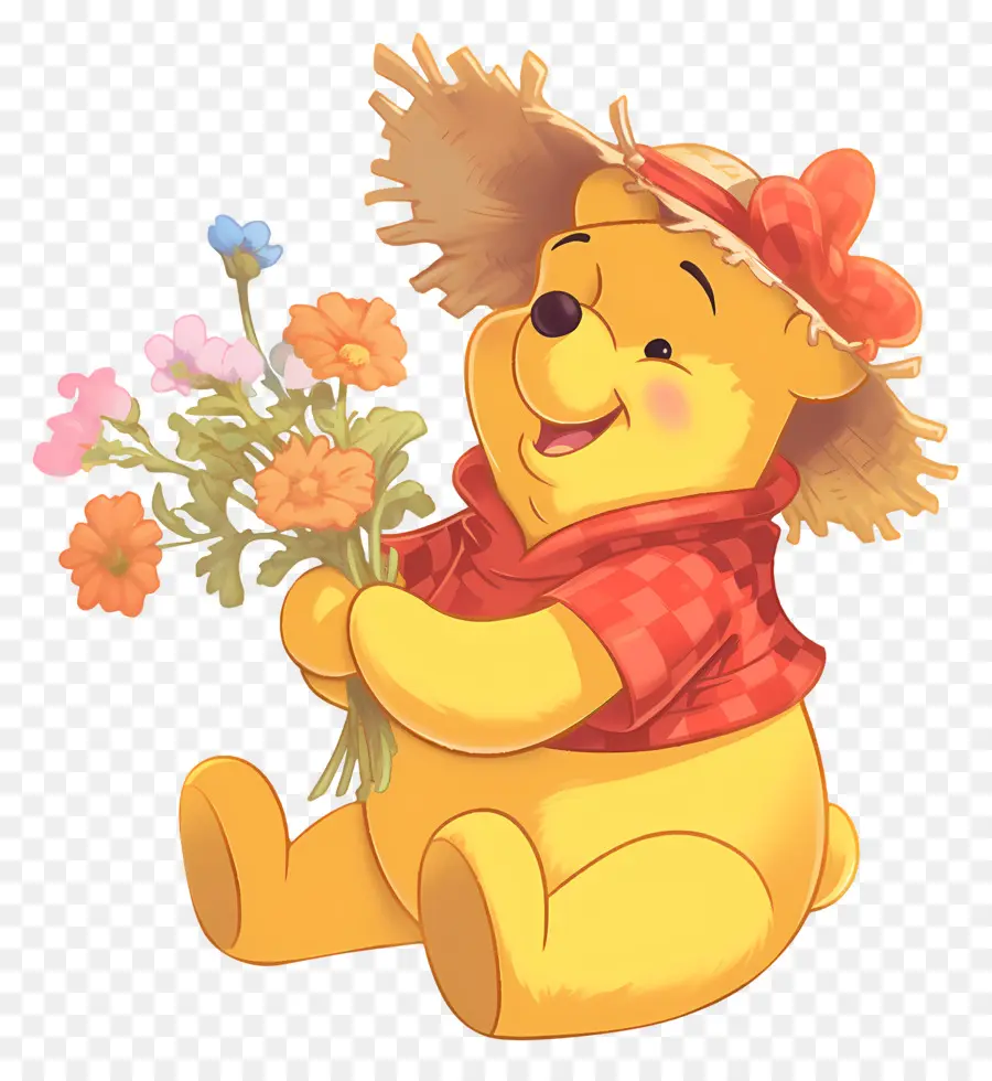 Winnie El Pooh，Oso Con Flores PNG