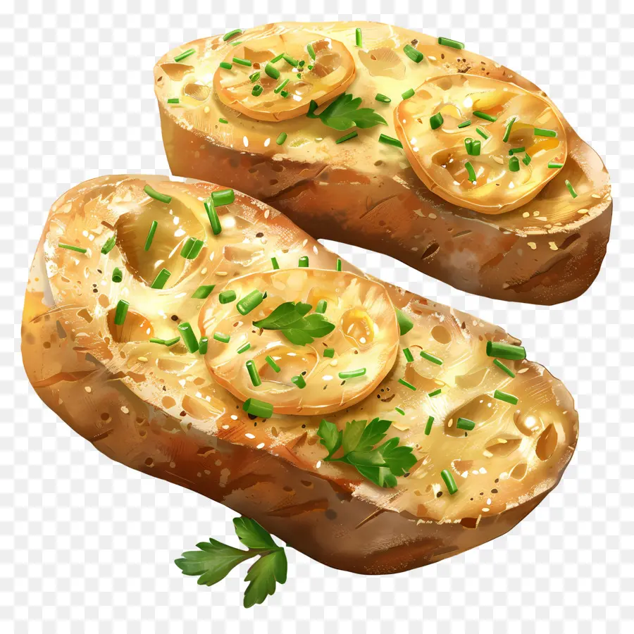 Pan De Ajo，Rebanadas De Pan Con Ajo PNG