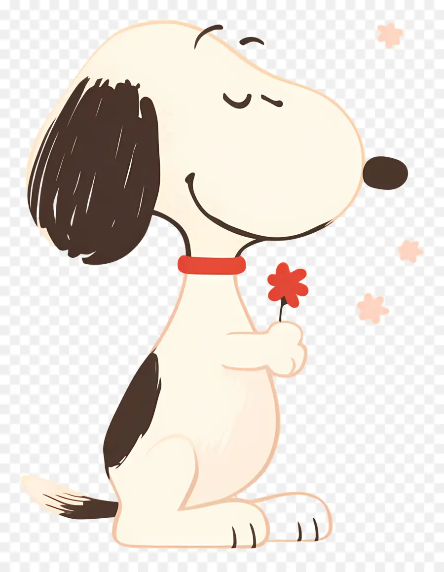 Snoopy，Perro De Dibujos Animados Con Flor PNG