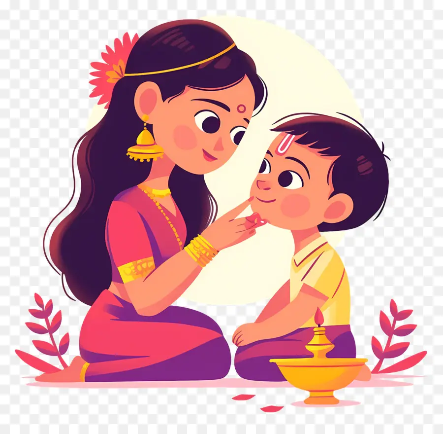 Bhai Dooj，Mujer Y Niño PNG