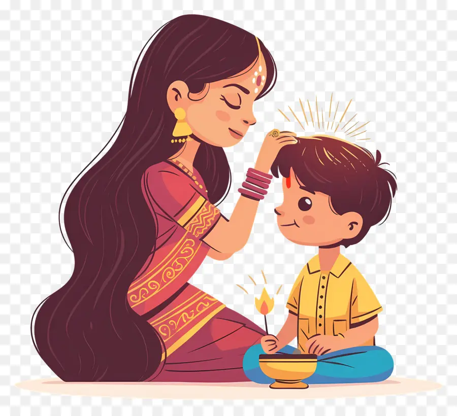 Bhai Dooj，Madre E Hijo PNG