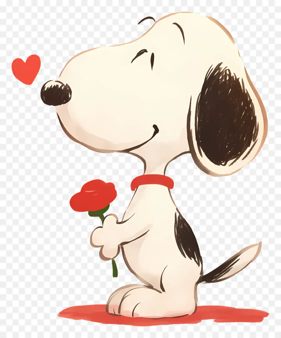 Snoopy，Perro De Dibujos Animados Con Rosa PNG