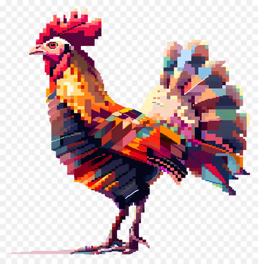 Pavo De Acción De Gracias De Píxeles，Gallo Colorido PNG