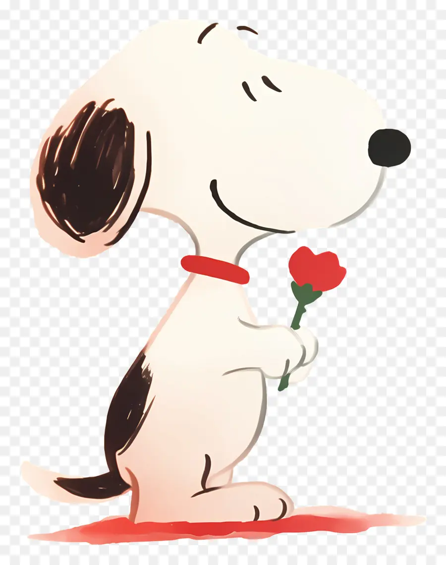 Snoopy，Perro De Dibujos Animados Con Flor PNG