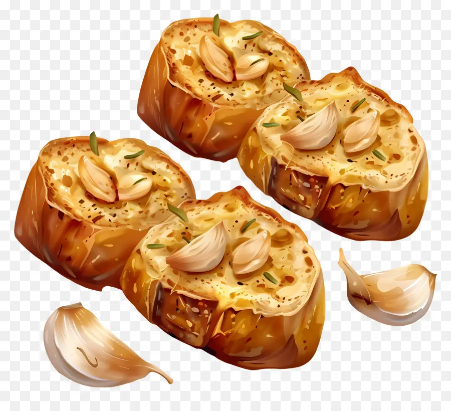 Pan De Ajo，Rebanadas De Pan Con Ajo PNG