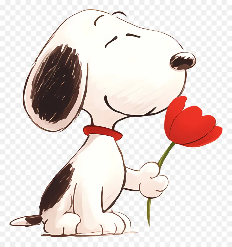 Snoopy，Perro De Dibujos Animados Con Rosa PNG