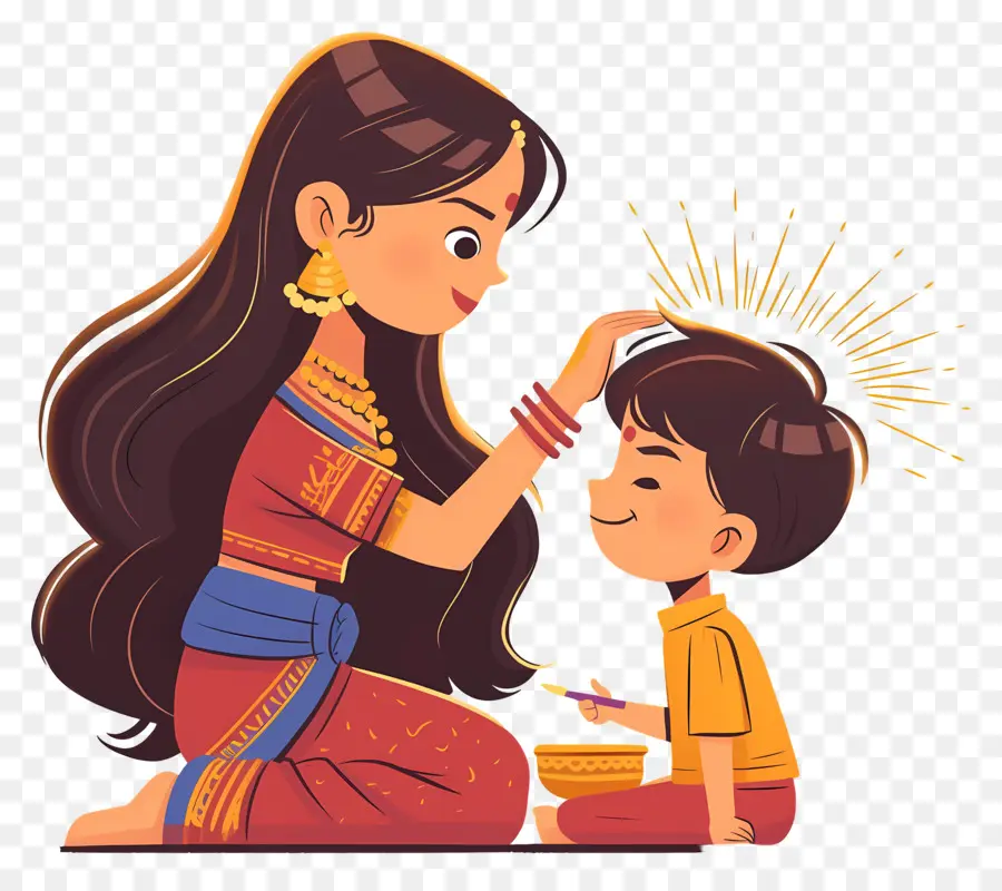 Bhai Dooj，Madre E Hijo PNG