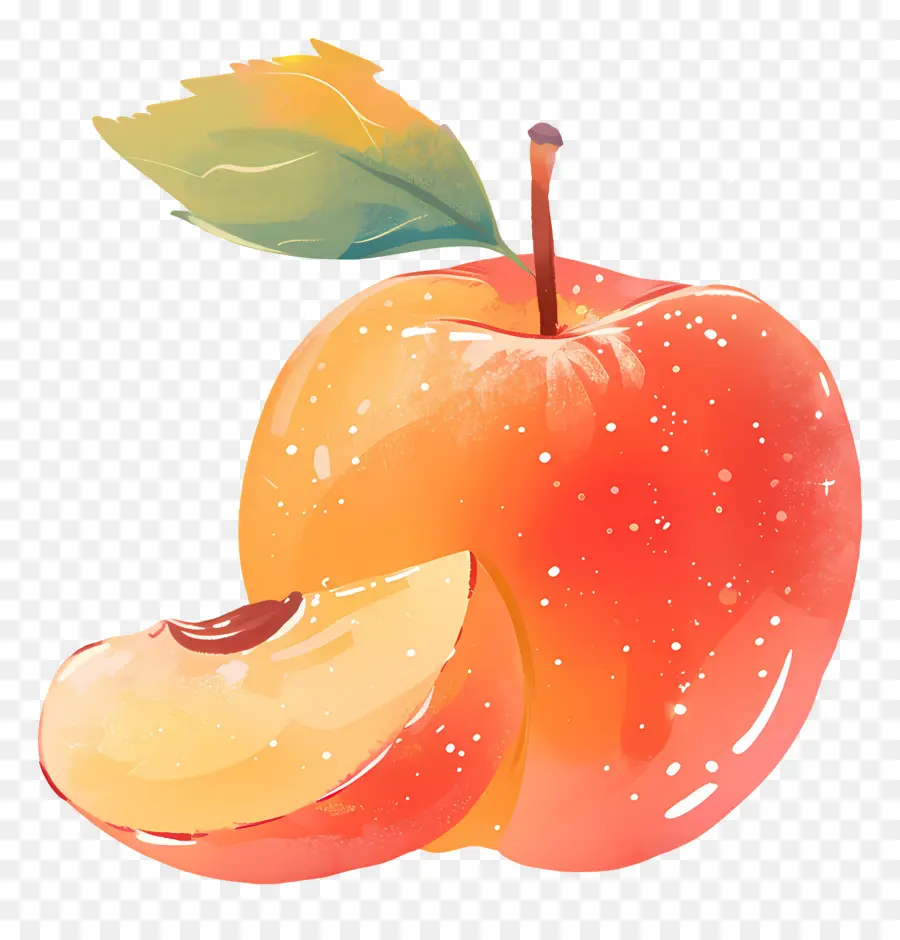 Linda Manzana，Manzana Realista Con Rodaja PNG