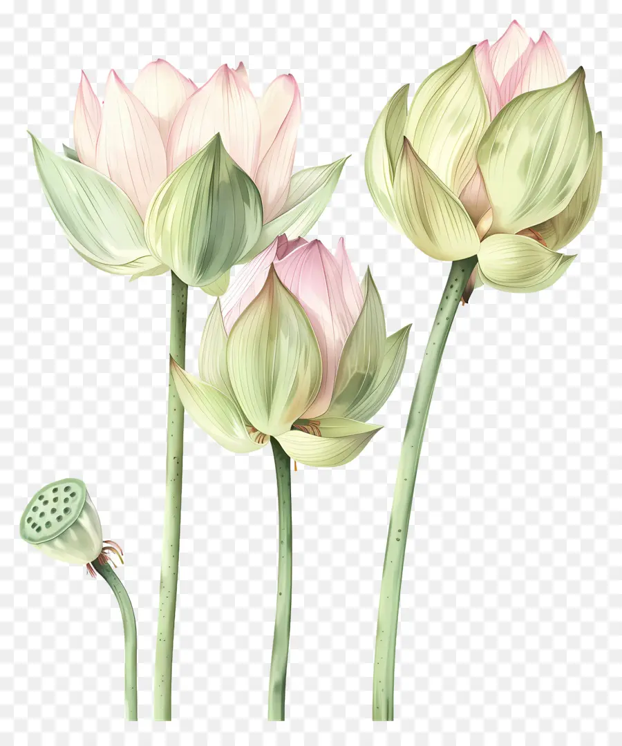 Flores De Loto，Brotes De Loto PNG