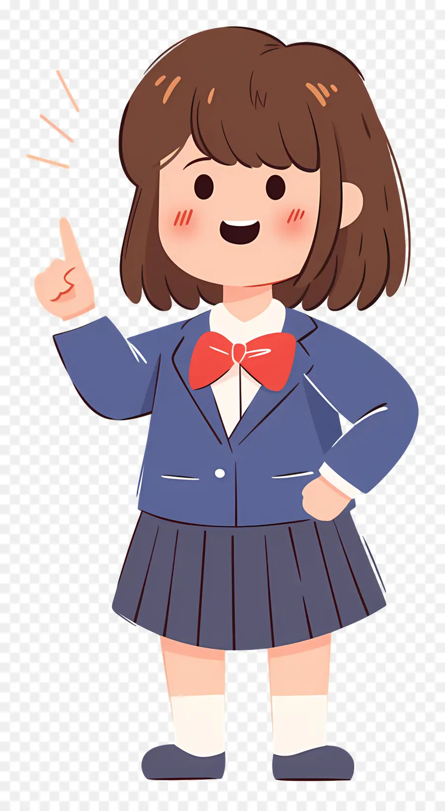 Estudiante De Dibujos Animados，Chica En Uniforme Escolar PNG