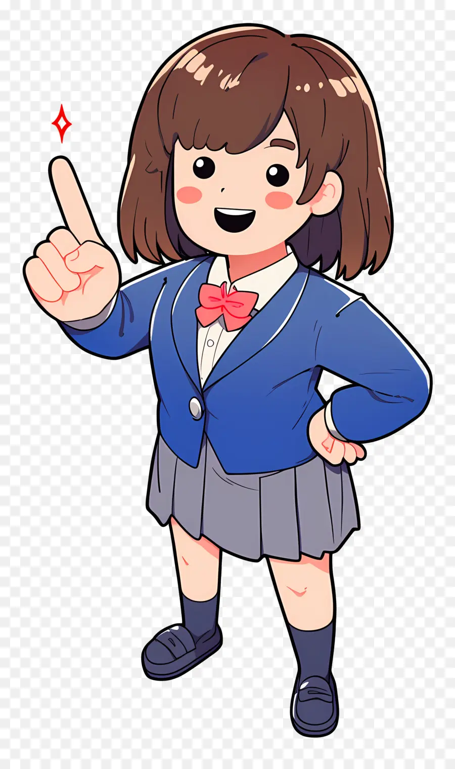 Estudiante De Dibujos Animados，Chica En Uniforme Escolar PNG