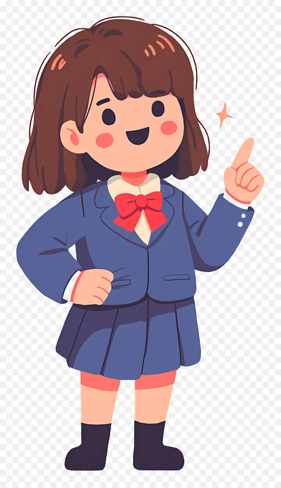 Estudiante De Dibujos Animados，Chica En Uniforme Escolar PNG