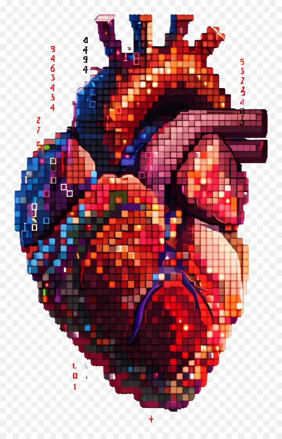 Corazón De Píxeles，Corazón Pixelado PNG