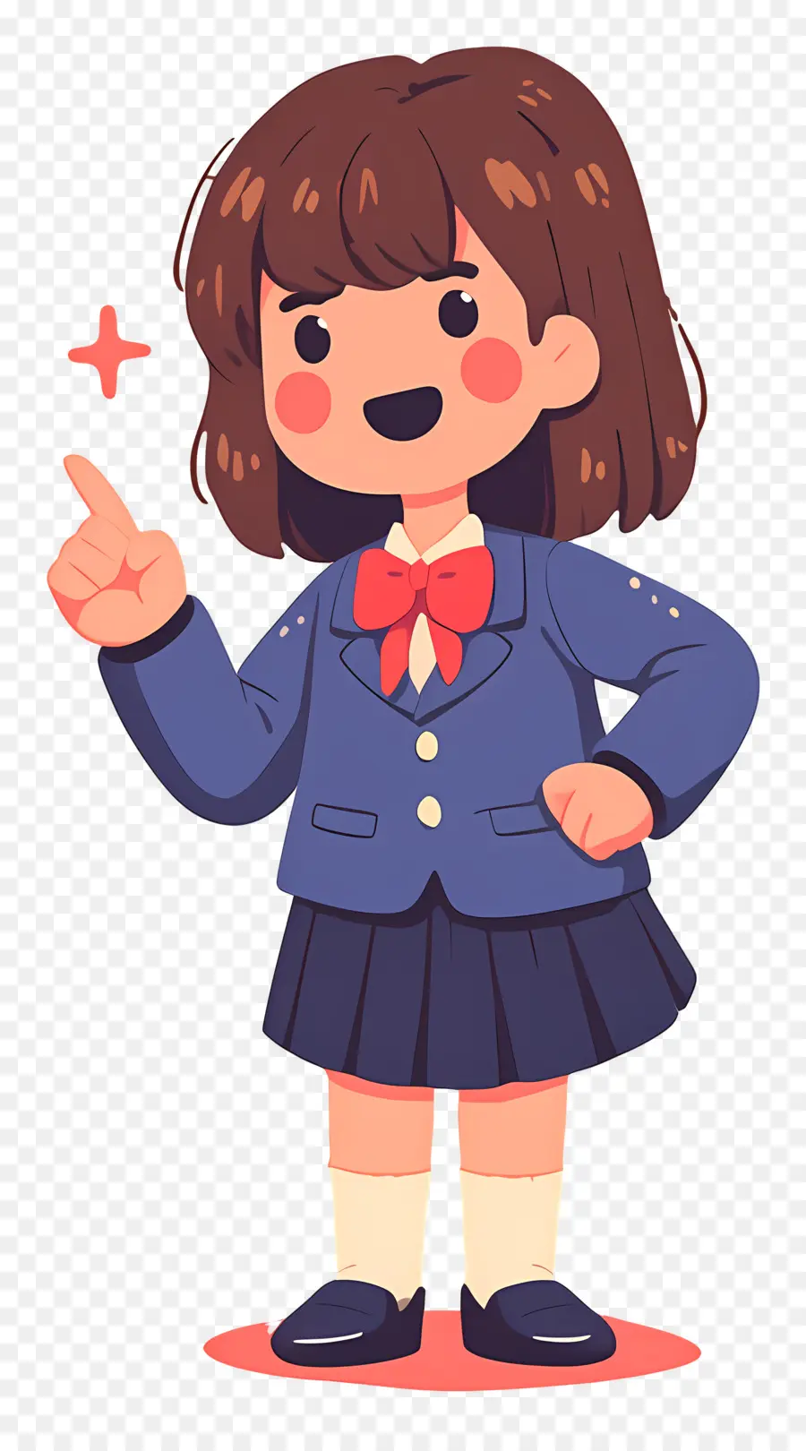 Estudiante De Dibujos Animados，Chica En Uniforme Escolar PNG