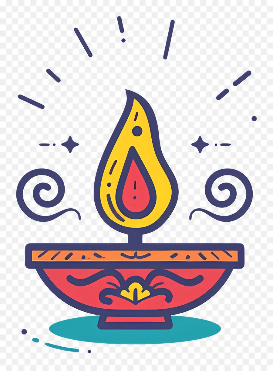 Lámpara De Diwali，Diya Colorida PNG