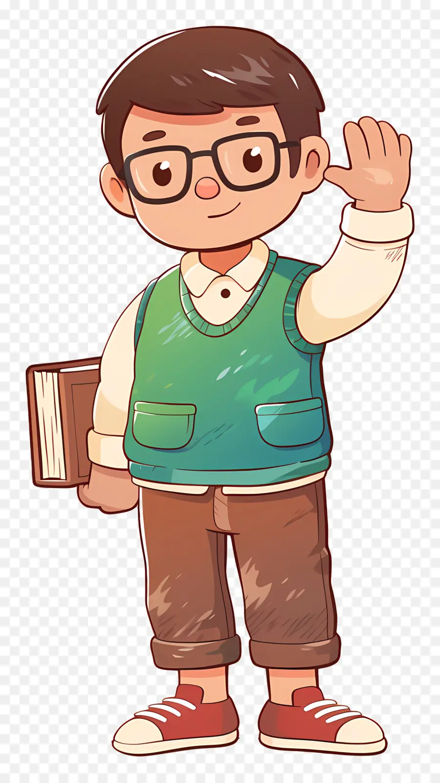 Profesor Masculino，Niño De Dibujos Animados Con Gafas PNG