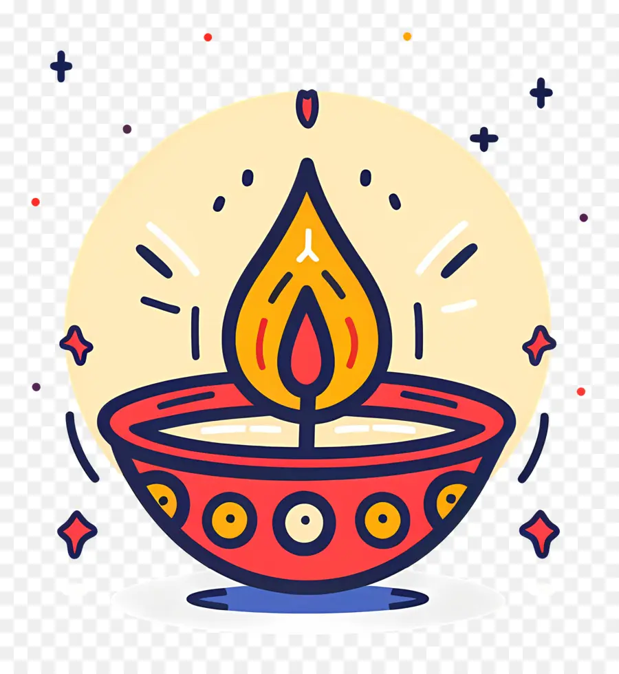 Lámpara De Diwali，Diya Colorida PNG