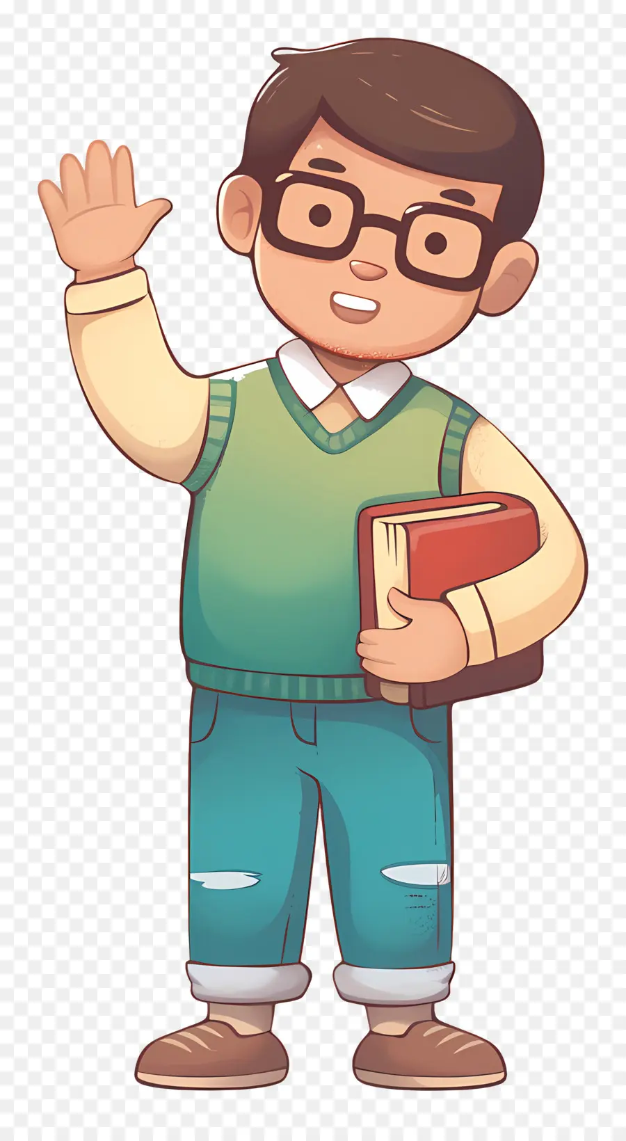 Profesor Masculino，Niño De Dibujos Animados Con Gafas PNG