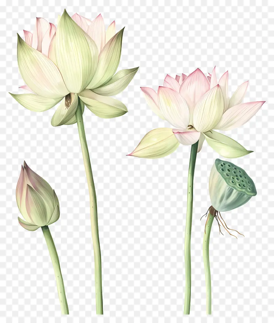 Flores De Loto，Brotes De Loto PNG