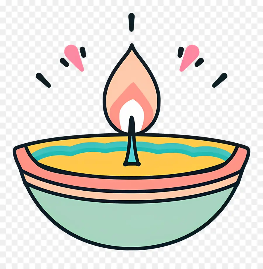 Lámpara De Diwali，Diya Colorida PNG