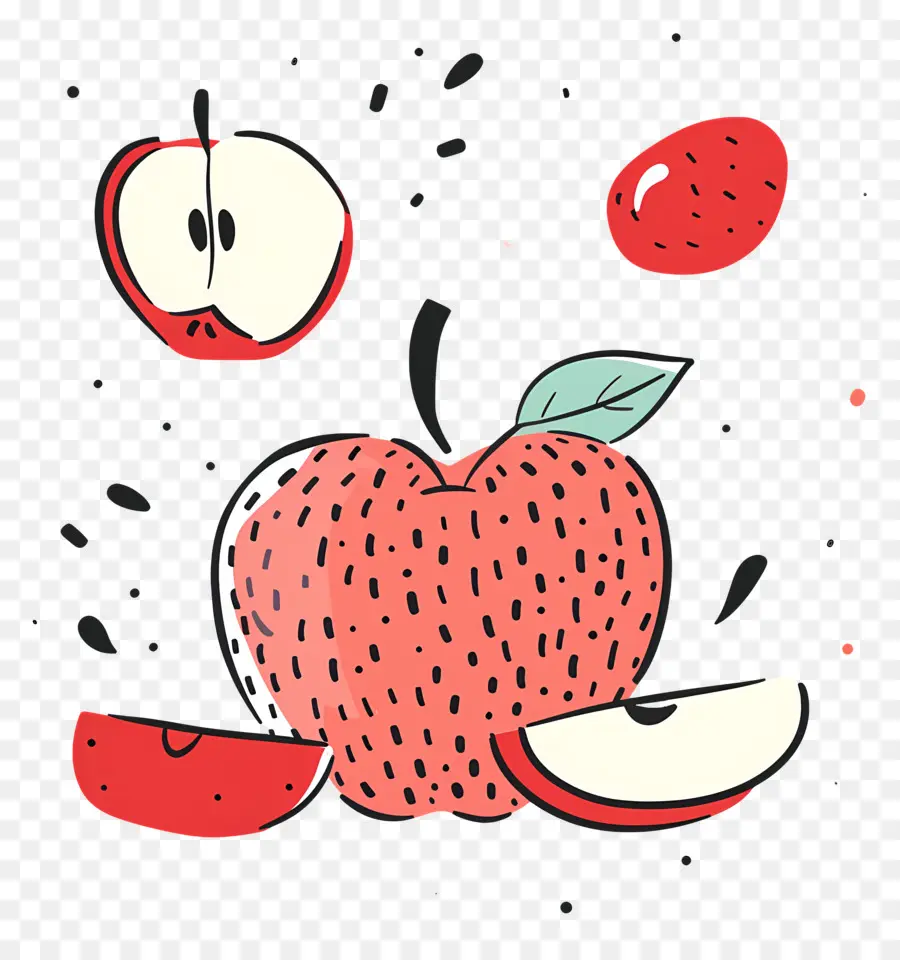 Linda Manzana，Manzana Roja Con Rodajas PNG