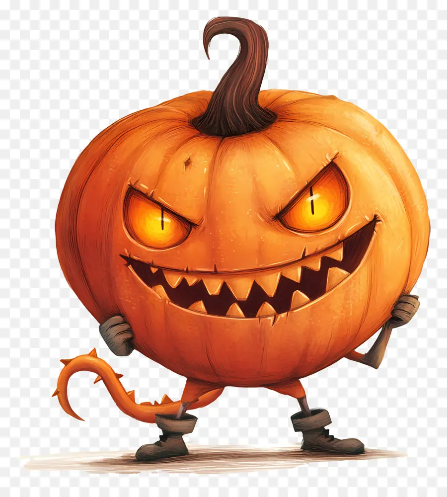 Diablo De Halloween，árbol De Calabaza PNG